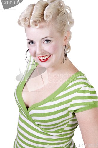 Image of Woman in pin-up dress posing - Isolated