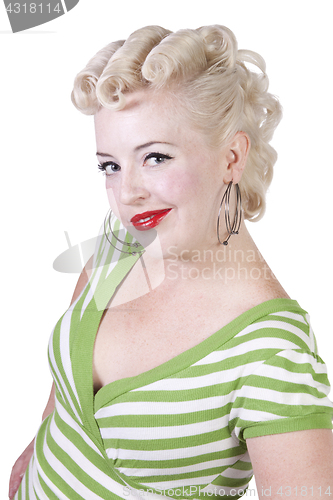 Image of Woman in pin-up dress posing - Isolated