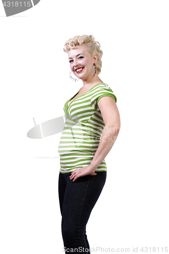 Image of Woman in pin-up dress posing - Isolated