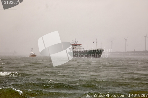 Image of Industrial ship in stomy weather