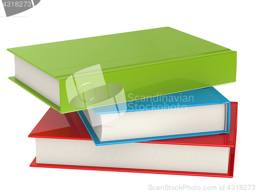 Image of Colorful stack of books on white