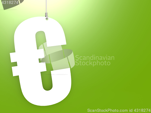 Image of Euro sign hang with green background 