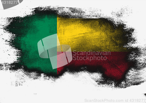 Image of Benin flag painted with brush