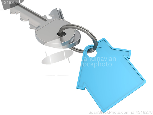 Image of House key with blue house icon