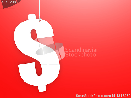 Image of Dollar sign hang with red background