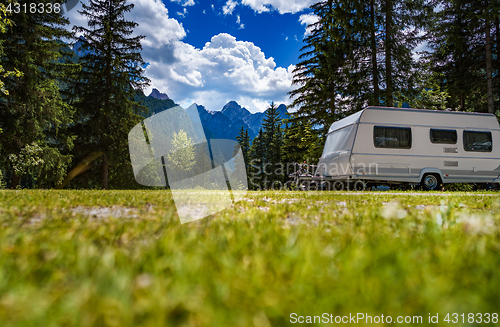 Image of Family vacation travel, holiday trip in motorhome