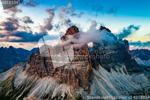 Image of National Nature Park Tre Cime In the Dolomites Alps. Beautiful n