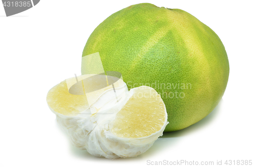 Image of Fresh pomelos on white background