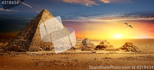 Image of Pyramids at sunset