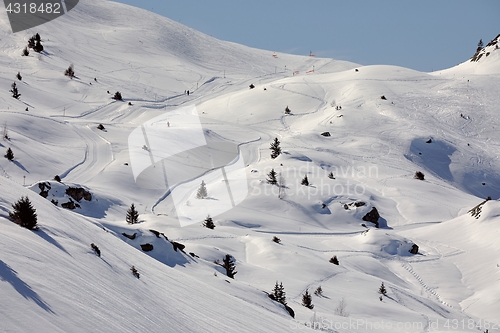 Image of Skiing slopes, majestic Alpine landscape