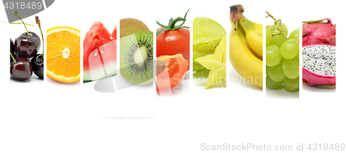 Image of Collage of various type color fruits