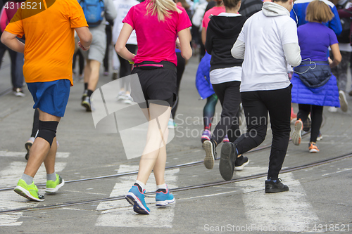Image of Marathon running race on the city road