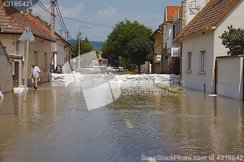 Image of Flooded street and houses