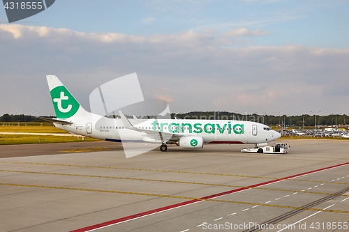 Image of Transavia airliner at an airport