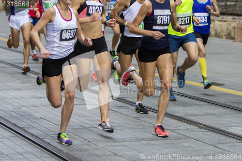 Image of Marathon running race on the city road