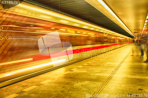 Image of Prague subway in the night