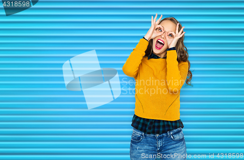 Image of happy young woman or teen girl having fun