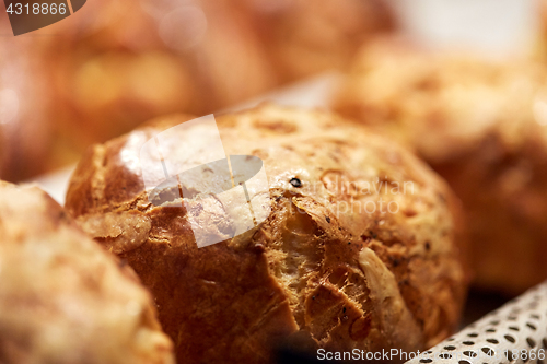 Image of close up of yeast bread, bun or pie at bakery