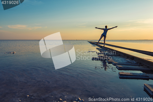 Image of Beauty sunset on salty lake