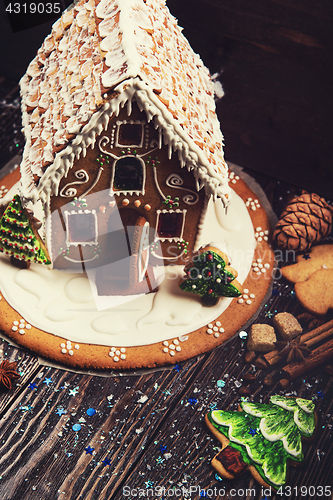 Image of Gingerbread house with lights