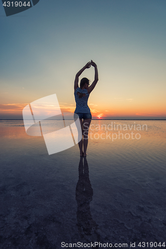 Image of Beauty sunset on salty lake