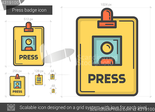 Image of Press badge line icon.