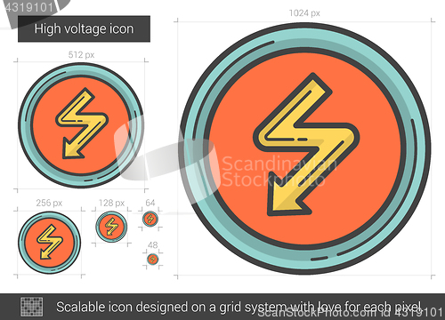 Image of High voltage line icon.