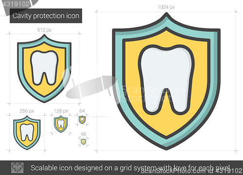 Image of Cavity protection line icon.