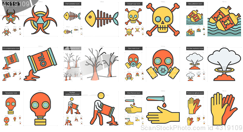 Image of Ecology biohazard line icon set.