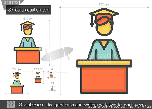 Image of School graduation line icon.