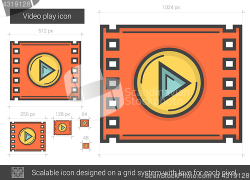 Image of Video play line icon.