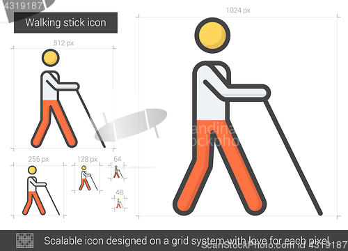 Image of Walking stick line icon.