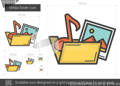 Image of Media folder line icon.