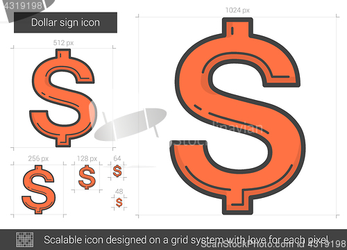 Image of Dollar sign line icon.