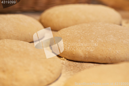 Image of close up of yeast bread dough at bakery