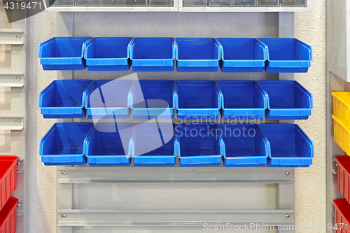 Image of Blue parts rack