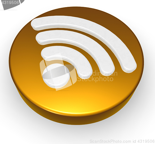 Image of wifi symbol button on white background - 3d rendering