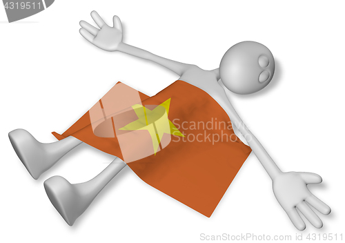 Image of dead cartoon guy and flag of vietnam - 3d illustration