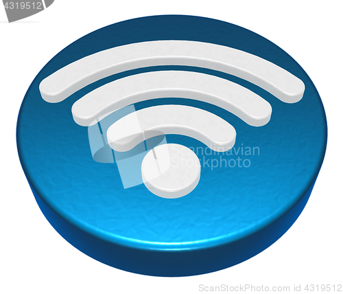 Image of wifi symbol button on white background - 3d rendering