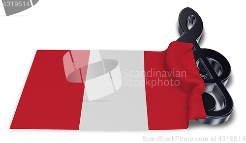 Image of clef symbol symbol and flag of peru - 3d rendering