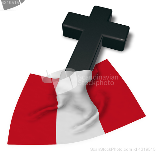 Image of christian cross and flag of peru - 3d rendering