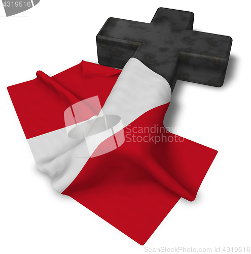 Image of christian cross and flag of peru - 3d rendering