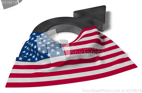 Image of mars symbol and flag of the usa - 3d rendering