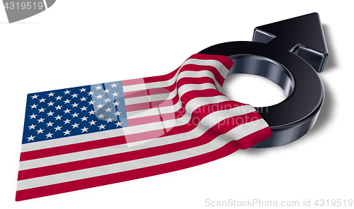 Image of mars symbol and flag of the usa - 3d rendering