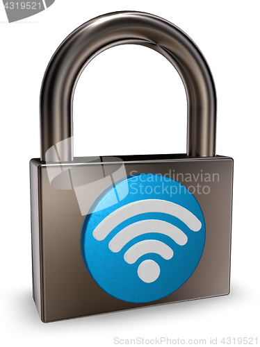Image of wifi symbol and padlocl - 3d rendering