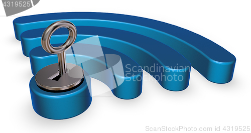 Image of wifi symbol with keyhole - 3d rendering
