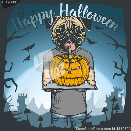 Image of Vector illustration of Halloween dog concept