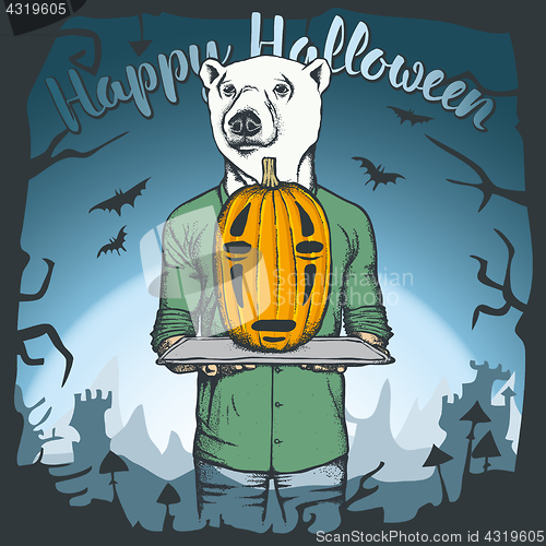 Image of Vector illustration of Halloween bear concept