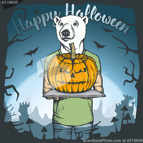 Image of Vector illustration of Halloween bear concept