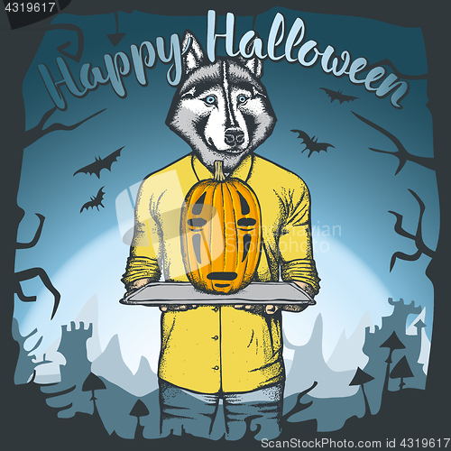 Image of Vector illustration of Halloween dog concept